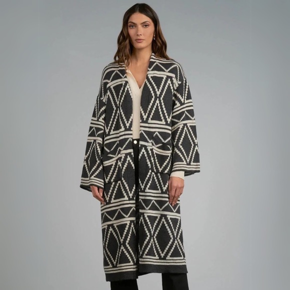 Like New Elan Long Duster Sweater Cardigan in Charcoal - Picture 1 of 4